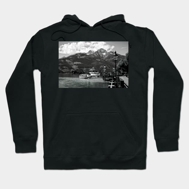 Zell am See in Black and White Hoodie by Violaman